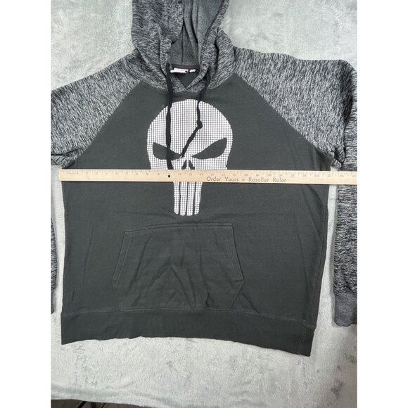 Marvel Punisher Hoodie Mens XL Black pullover Textured Skull Official Comic Hero - Picture 6 of 10